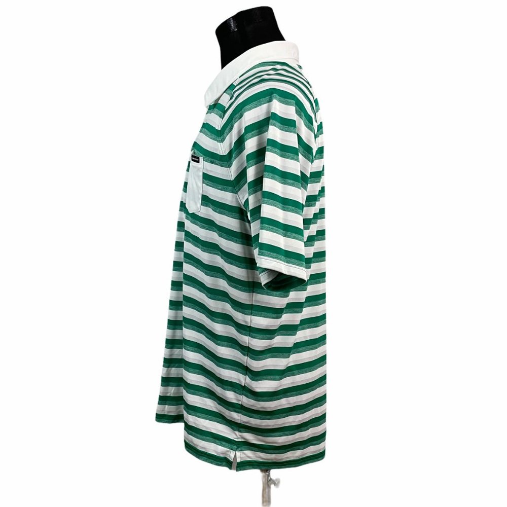 Oakley Hydrolix Mens Polo Shirt XL Extra Large Green White Striped Golf Athletic - Picture 7 of 8